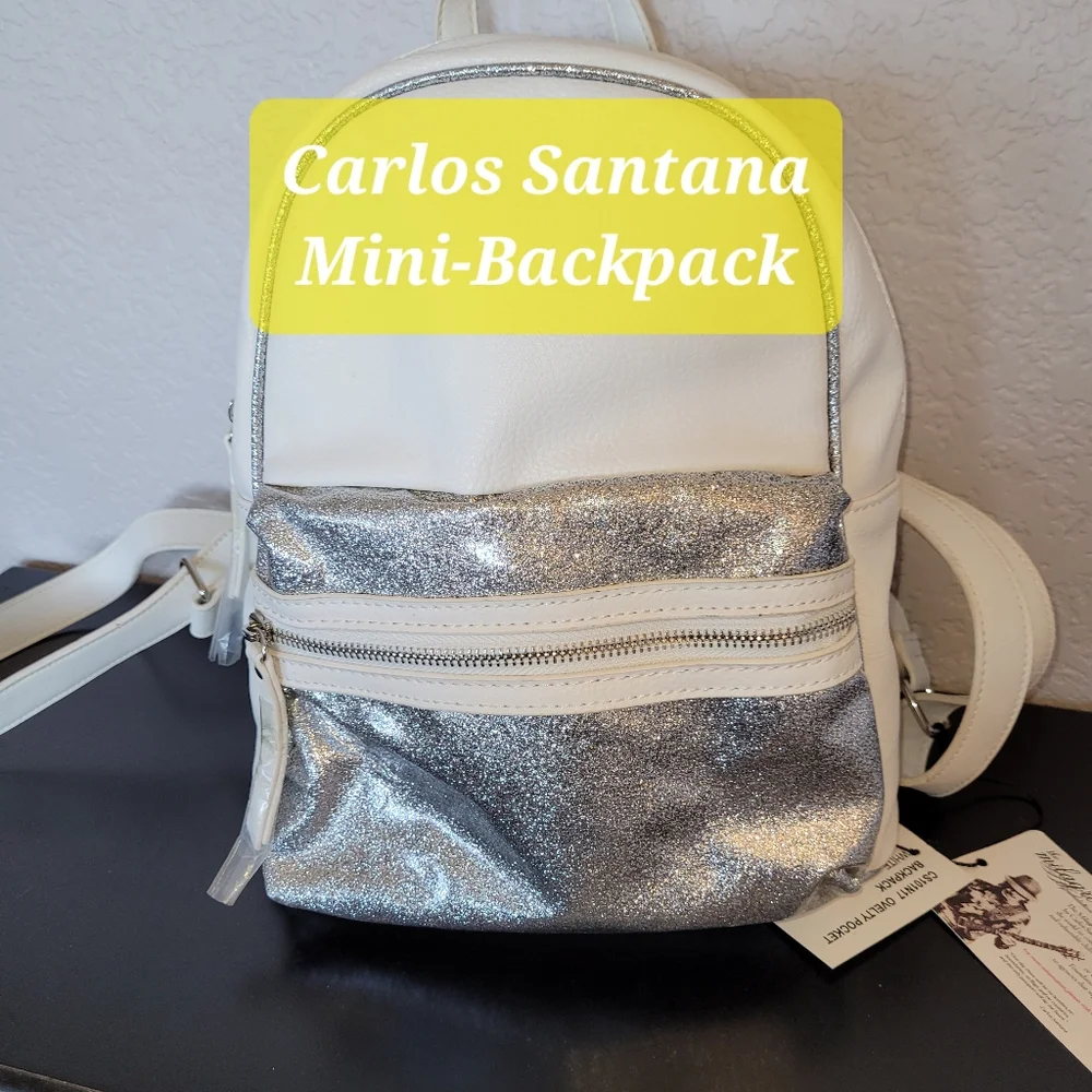 Carlos Santana Novelty BackPack white silver